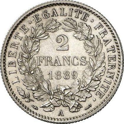 Reverse 2 Francs 1889 A "With Motto" - Silver Coin Value - France, Third Republic