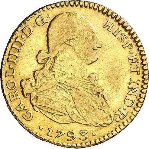 Obverse 2 Escudos 1793 PTS PR - Gold Coin Value - Bolivia, Charles IV