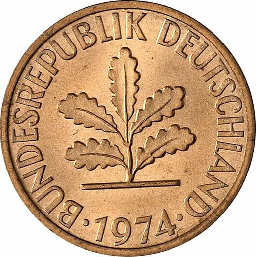 Reverse 2 Pfennig 1974 G - Coin Value - Germany, FRG