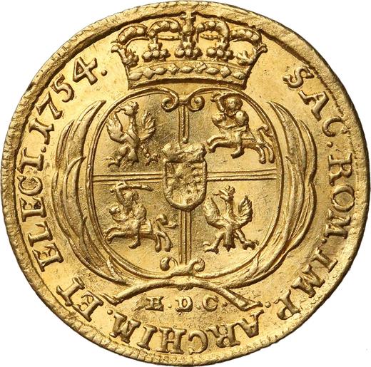 Reverso Ducado 1754 EDC "de corona" - valor de la moneda de oro - Polonia, Augusto III