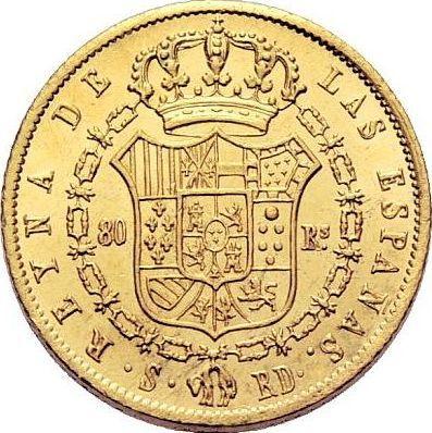 Reverse 80 Reales 1842 S RD - Gold Coin Value - Spain, Isabella II