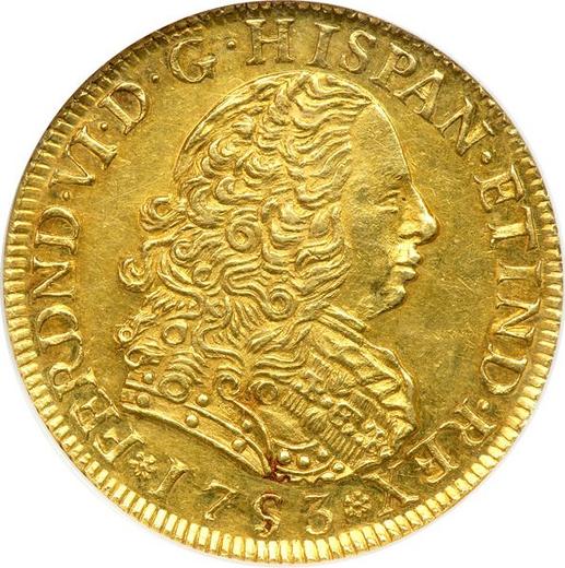 Obverse 4 Escudos 1753 LM J - Gold Coin Value - Peru, Ferdinand VI