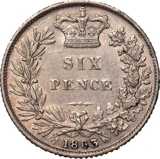 Reverse Sixpence 1863 - Silver Coin Value - United Kingdom, Victoria
