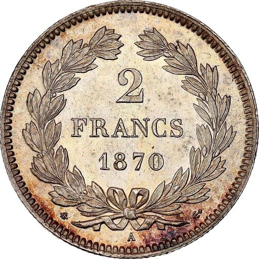 Reverse 2 Francs 1870 A "No Motto" - Silver Coin Value - France, Third Republic