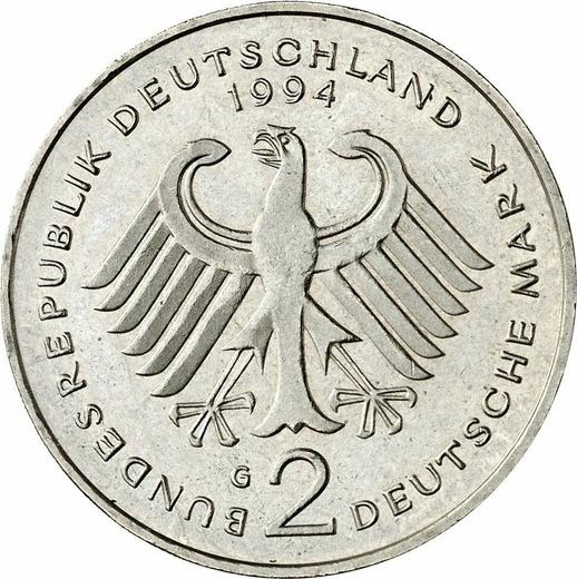 Revers 2 Mark 1994 G "Ludwig Erhard" - Münze Wert - Deutschland, BRD