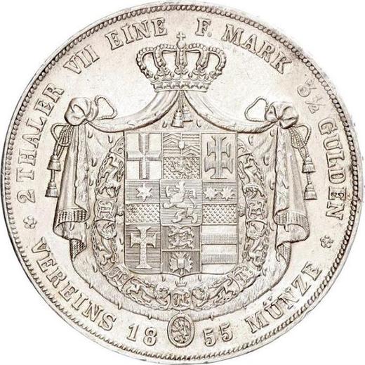 Reverse 2 Thaler 1855 - Silver Coin Value - Hesse-Cassel, Frederick William I