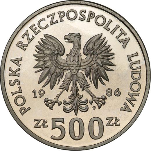 Anverso Pruebas 500 eslotis 1986 MW SW "Vladislao I de Polonia" Níquel - valor de la moneda - Polonia, República Popular