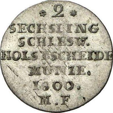 Реверс монеты - 2 сехслинга 1800 года MF - цена серебряной монеты - Шлезвиг-Гольштейн, Кристиан VII