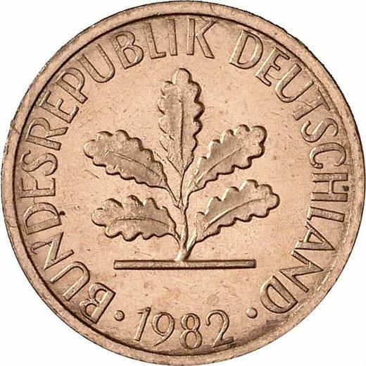 Reverse 1 Pfennig 1982 J - Coin Value - Germany, FRG