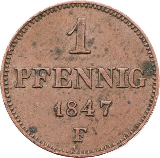 Reverse 1 Pfennig 1847 F - Coin Value - Saxony-Albertine, Frederick Augustus II