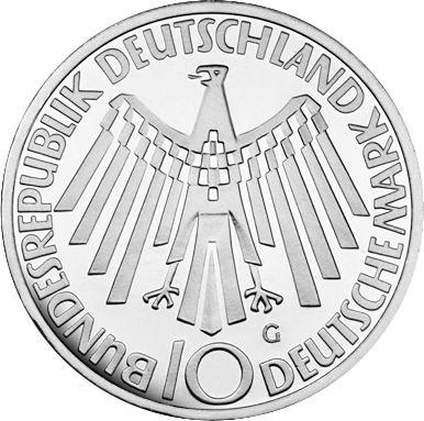 Reverse 10 Mark 1972 G "Games of the XX Olympiad" - Silver Coin Value - Germany, FRG