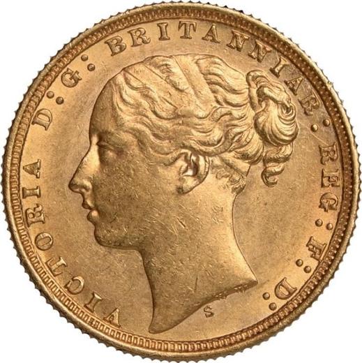 Аверс монеты - Соверен 1871 года S WW "Св. Георгий" - цена золотой монеты - Австралия, Виктория