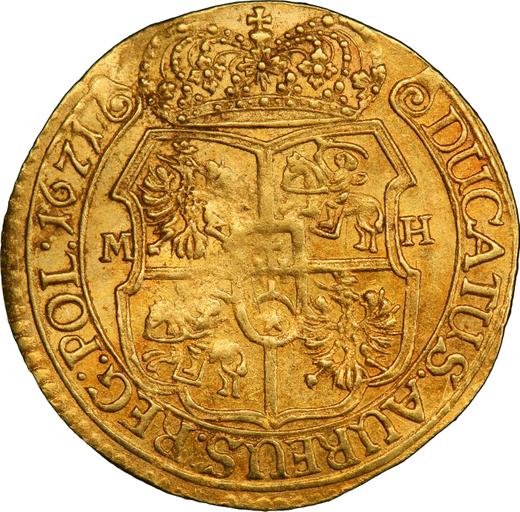 Revers Probe Dukat 1671 MH - Goldmünze Wert - Polen, Michael Korybut