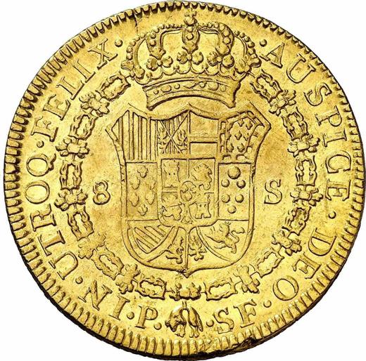 Rewers monety - 8 escudo 1784 P SF - cena złotej monety - Kolumbia, Karol III