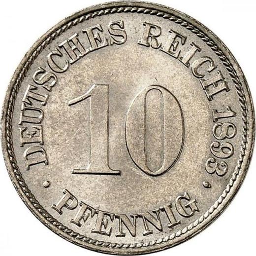Anverso 10 Pfennige 1893 F "Tipo 1890-1916" - valor de la moneda - Alemania, Imperio alemán