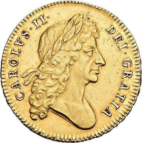 Obverse Five guineas 1678 "Second laureate bust" - Gold Coin Value - United Kingdom, Charles II