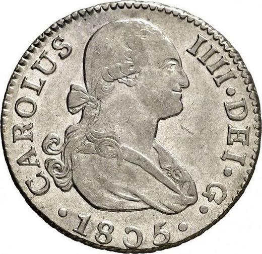Obverse 2 Reales 1805 S CN - Silver Coin Value - Spain, Charles IV