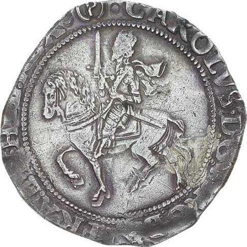 Obverse Halfcrown no date (1625-1649) "Fourth type horseman" (P) above shield - Silver Coin Value - United Kingdom, Charles I