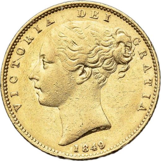 Аверс монеты - Соверен 1849 года WW "Герб" - цена золотой монеты - Великобритания, Виктория