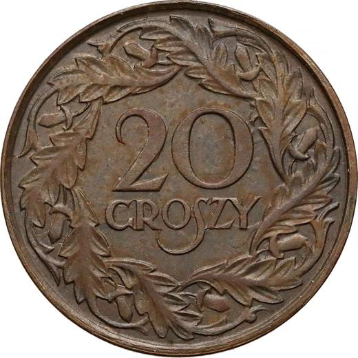 Reverse Pattern 20 Groszy 1923 WJ Brass - Coin Value - Poland, II Republic