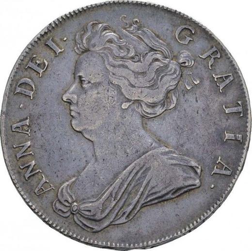 Аверс монеты - 1/2 кроны (Полукрона) 1704 года Перья в углах - цена серебряной монеты - Великобритания, Анна