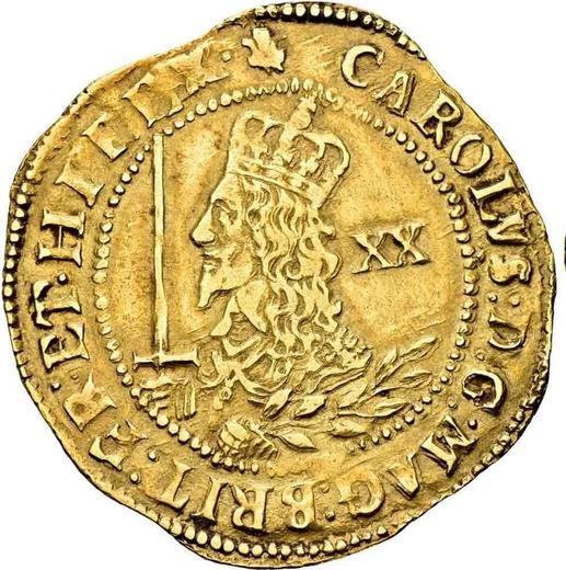 Аверс монеты - Юнайт 1645 года "Укороченный портрет" - цена золотой монеты - Великобритания, Карл I