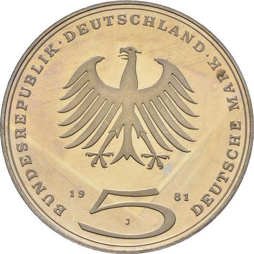 Revers 5 Mark 1981 J "Lessing" - Münze Wert - Deutschland, BRD