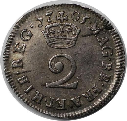 Reverso 2 peniques 1705 - valor de la moneda de plata - Gran Bretaña, Ana