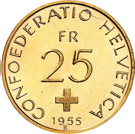 Revers 25 Franken 1955 B - Goldmünze Wert - Schweiz, Konföderation