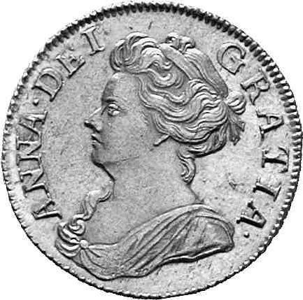 Awers monety - 1 gwinea 1708 "Pierwszy typ portretu" - cena złotej monety - Wielka Brytania, Anna