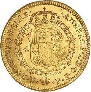 Reverse 4 Escudos 1781 PTS PR - Gold Coin Value - Bolivia, Charles III