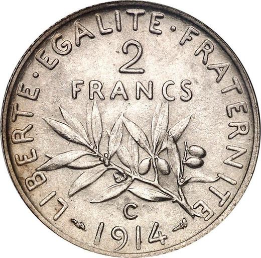 Reverse 2 Francs 1914 C "Sower" - Silver Coin Value - France, Third Republic
