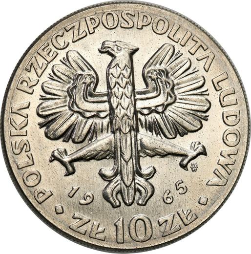 Obverse Pattern 10 Zlotych 1965 MW WK "Nike" Nickel -  Coin Value - Poland, Peoples Republic