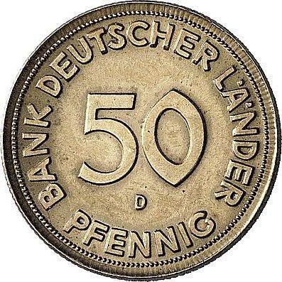 Obverse 50 Pfennig 1949 D "Bank deutscher Länder" Brass plating Brass plating - Coin Value - Germany, FRG