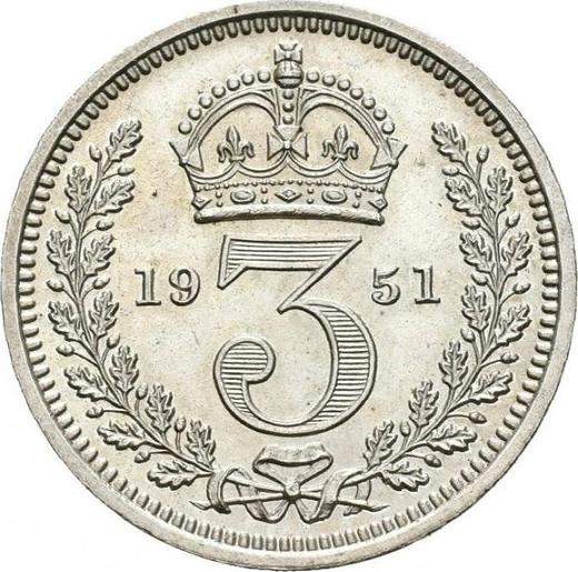 Reverse Threepence 1951 HP "Type 1937-1952" - Silver Coin Value - United Kingdom, George VI