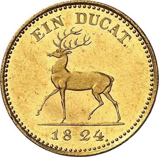 Реверс монеты - Дукат 1824 года - цена золотой монеты - Штольберг-Вернигероде, Генрих XII
