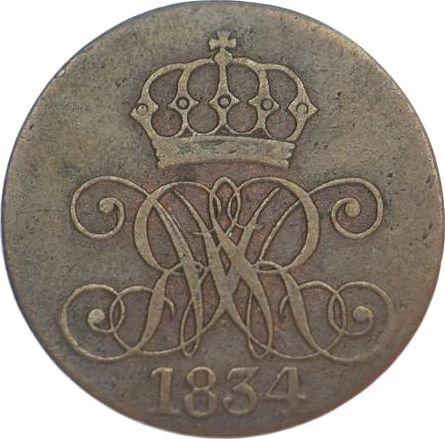 Obverse 1 Pfennig 1834 A "Type 1831-1835" - Coin Value - Hanover, William IV