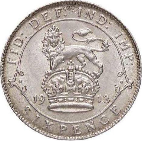 Reverso 6 peniques 1913 - valor de la moneda de plata - Gran Bretaña, Jorge V