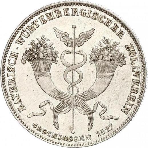 Reverso Tálero 1827 "Unión Aduanera de Alemania" - valor de la moneda de plata - Baviera, Luis I