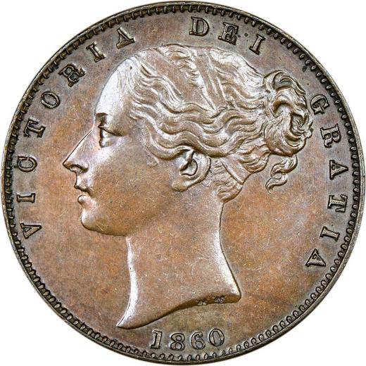 Аверс монеты - Фартинг 1860 года WW "Тип 1838-1864" - цена  монеты - Великобритания, Виктория