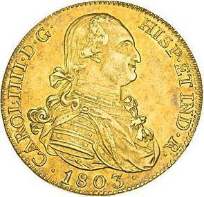 Аверс монеты - 8 эскудо 1803 года M FA - цена золотой монеты - Испания, Карл IV