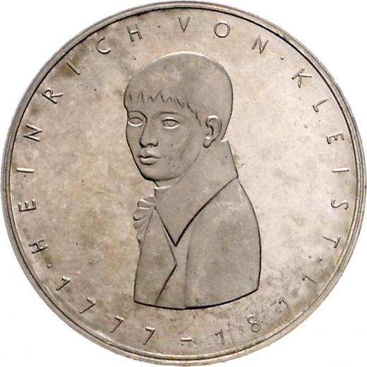 Obverse 5 Mark 1977 G "Heinrich Kleist" Light weight - Silver Coin Value - Germany, FRG