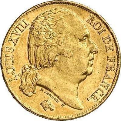 Obverse 20 Francs 1819 T "Type 1816-1824" - Gold Coin Value - France, Louis XVIII