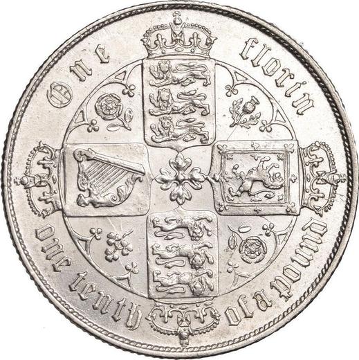 Revers 2 Schilling (Florin) 1867 WW "Gotisch" - Silbermünze Wert - Großbritannien, Victoria