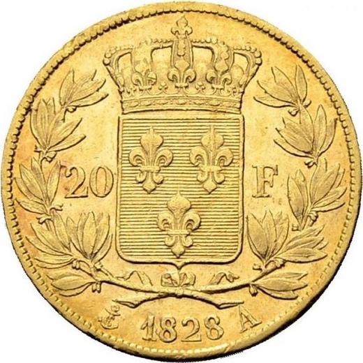 Reverse 20 Francs 1828 A "Type 1825-1830" - Gold Coin Value - France, Charles X