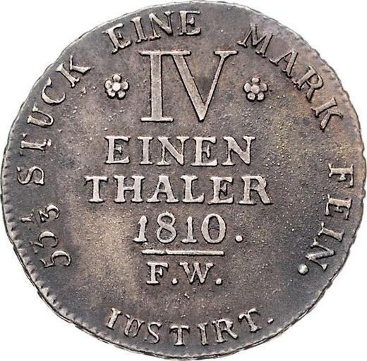 Reverse 1/4 thaler 1810 F.W. - Silver Coin Value - Waldeck-Pyrmont, Karl August Friedrich