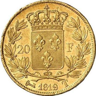 Reverse 20 Francs 1819 T "Type 1816-1824" - Gold Coin Value - France, Louis XVIII