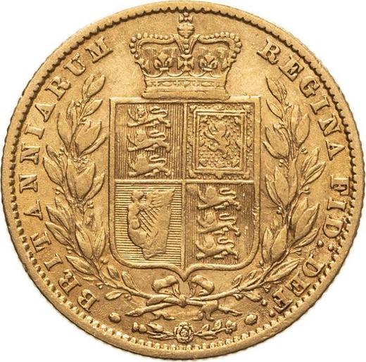 Реверс монеты - Соверен 1859 года WW "Герб" Дополнительная линия в ленте - цена золотой монеты - Великобритания, Виктория