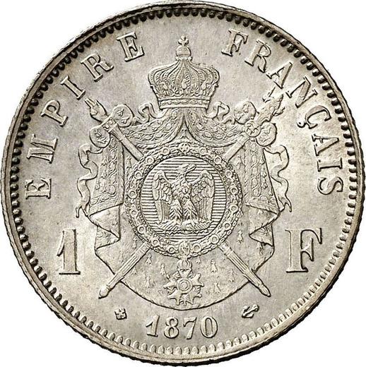 Rewers monety - 1 frank 1870 BB "Typ 1866-1870" - cena srebrnej monety - Francja, Napoleon III