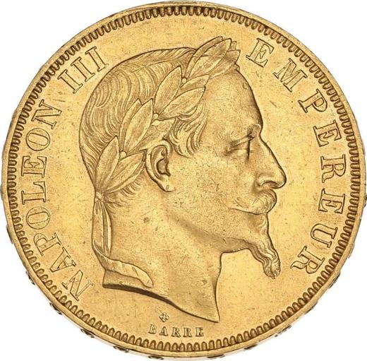 Anverso 50 francos 1862 BB "Tipo 1862-1868" - valor de la moneda de oro - Francia, Napoleón III Bonaparte
